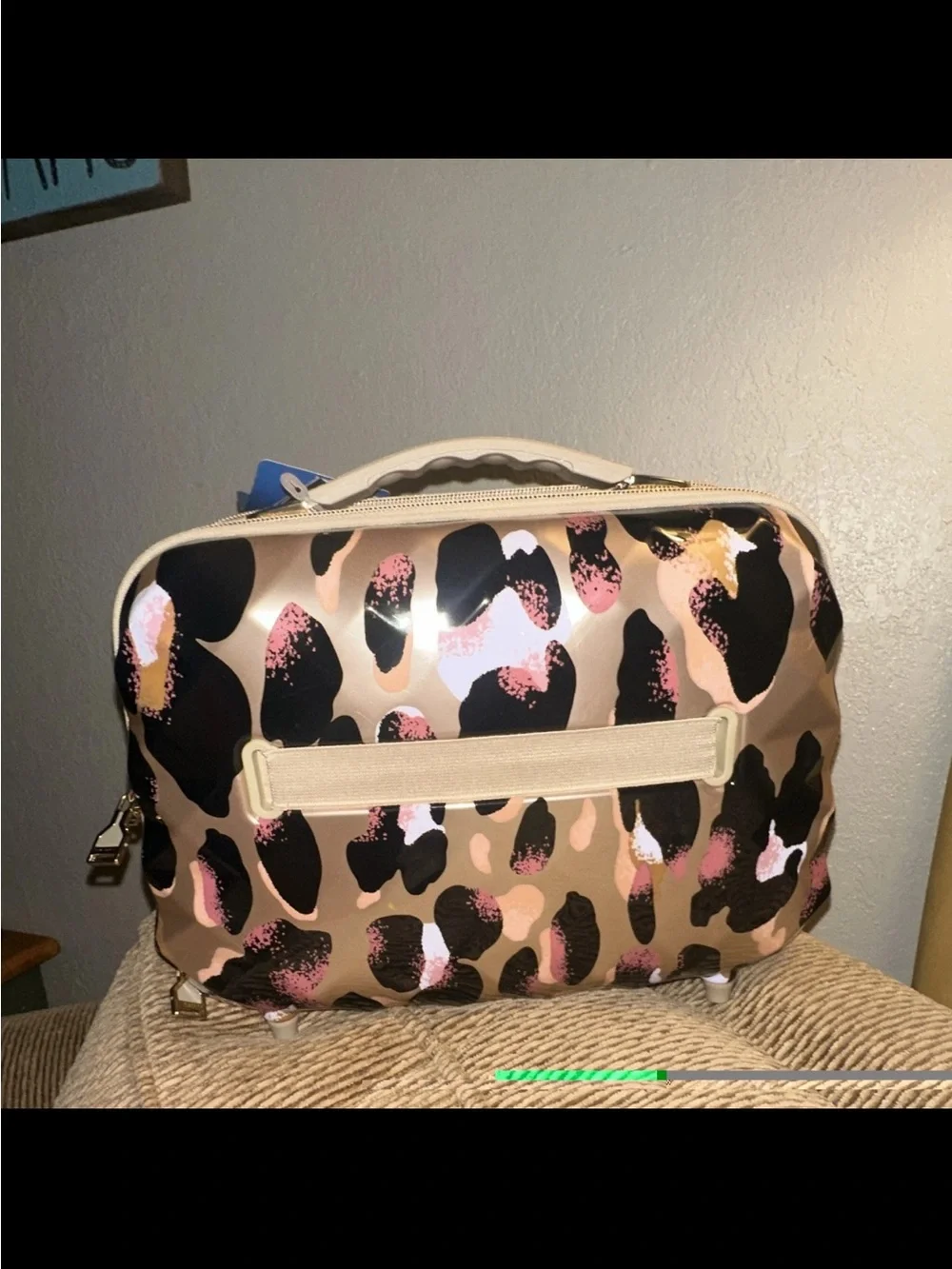 Leopard Print Cosmetic Case with Pink and Tan Accents